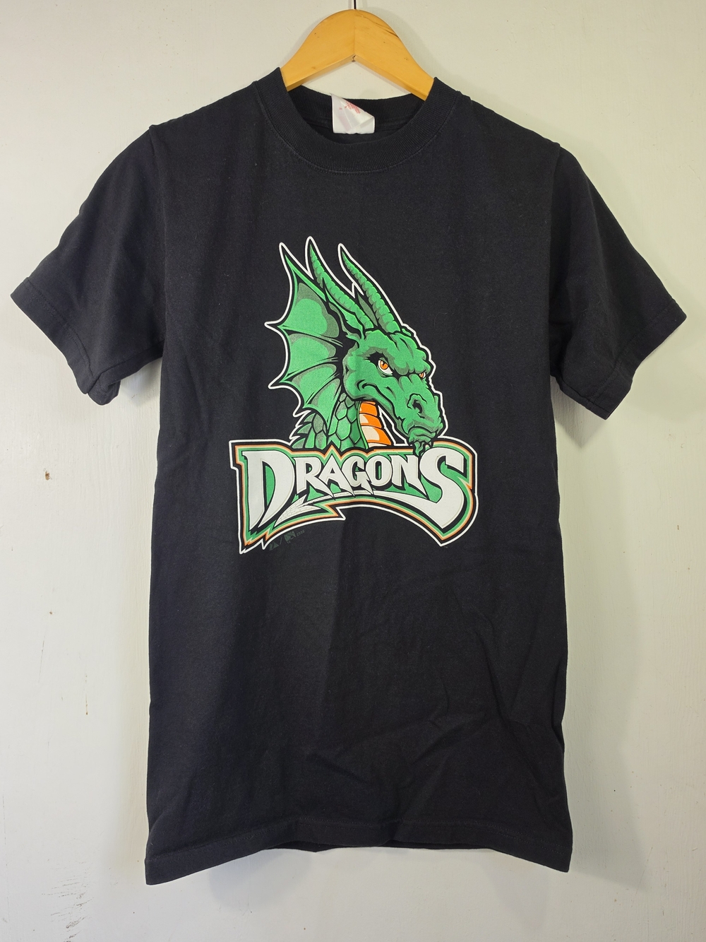 Majestic Black Tee with Green Dragon Logo Size Small